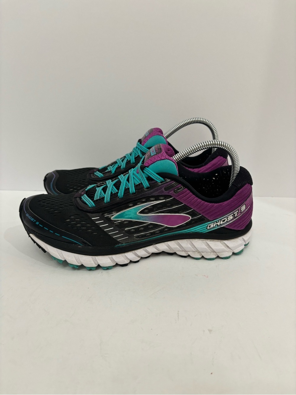 Brooks Women's Black Teal Purple Ghost Running Shoes size 11 - Picture 3 of 9